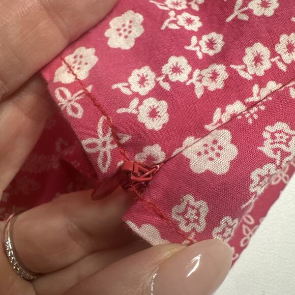 Distsy Floral Halter Crop Top M Pink White Boho Y2K Grunge Hippie Festival - Picture 5 of 7